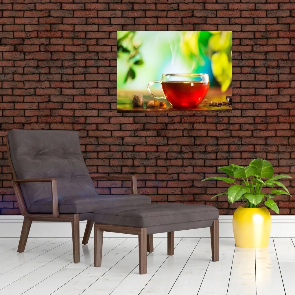 Tablou pe sticlă - Natura moartă, ceai (70x50 cm)