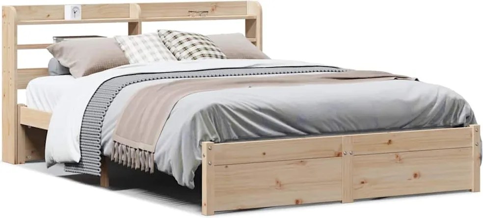 vidaXL Cadru de pat cu tăblie, 150x200 cm lemn masiv pin