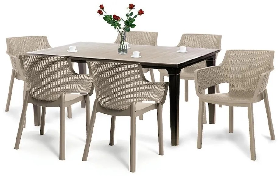 Set mobilier de grădină Fueva 6+1, culoare cappuccino