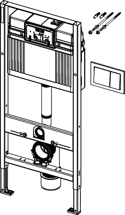 Set de instalare incastrata pentru WC suspendat, cu rezervor Base, clapeta inclusa, inaltime de constructie 1,12 m