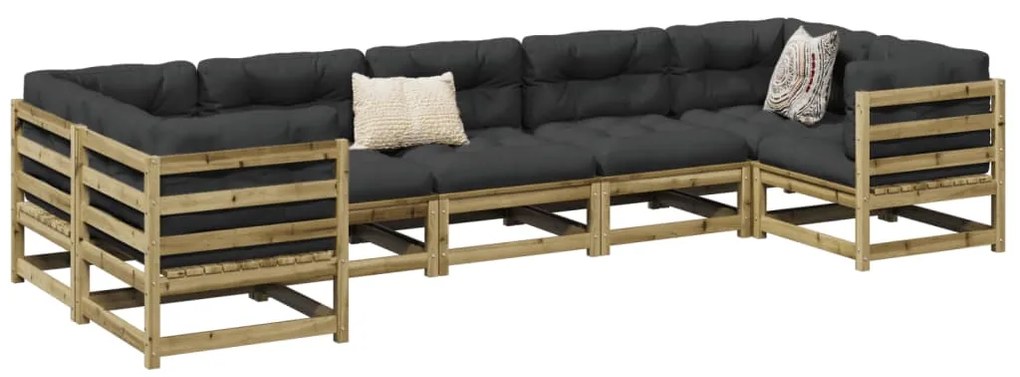 vidaXL Set canapele grădină cu perne, 7 piese, lemn de pin tratat