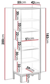Vitrină Madrealla 200 (Alb + lucios Alb + auriu) . 1106296