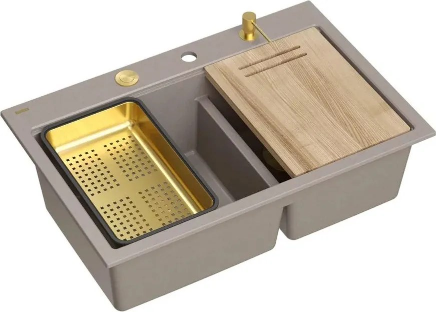 Statie de lucru incastrata Quadron Unique Marc 120 bej soft taupe - auriu 76x50 cm