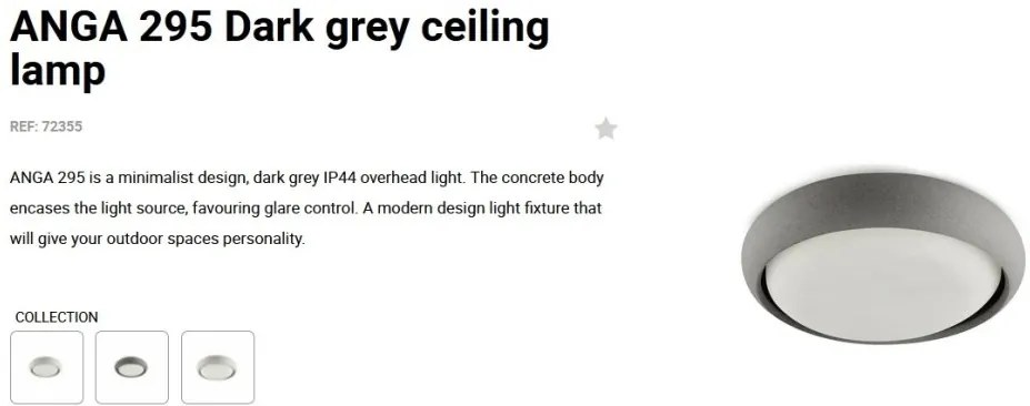 Plafoniera LED exterior iluminat minimalist IP44 ANGA 29cm gri inchis