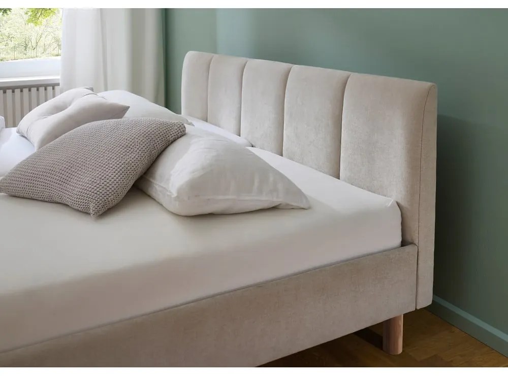 Pat matrimonial bej tapițat fără somieră 180x200 cm Joker – Meise Möbel