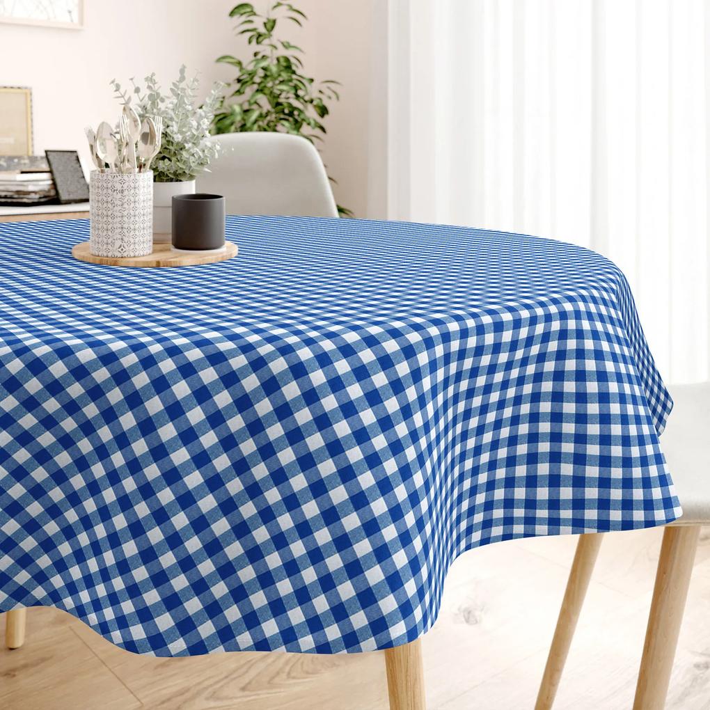 Goldea față de masă decorativă menorca - carouri mari albastru-alb - rotundă Ø 120 cm