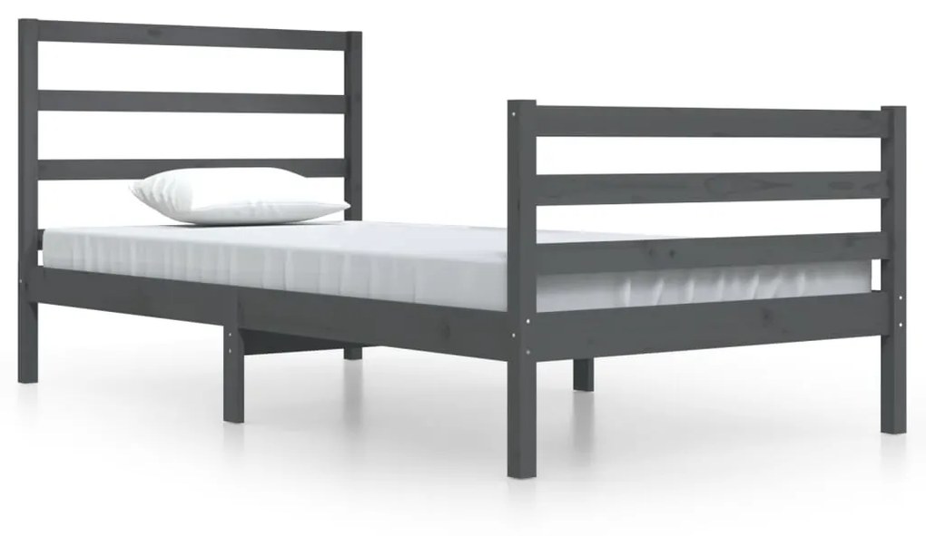 3104998 vidaXL Cadru de pat, gri, 100x200 cm, lemn masiv de pin