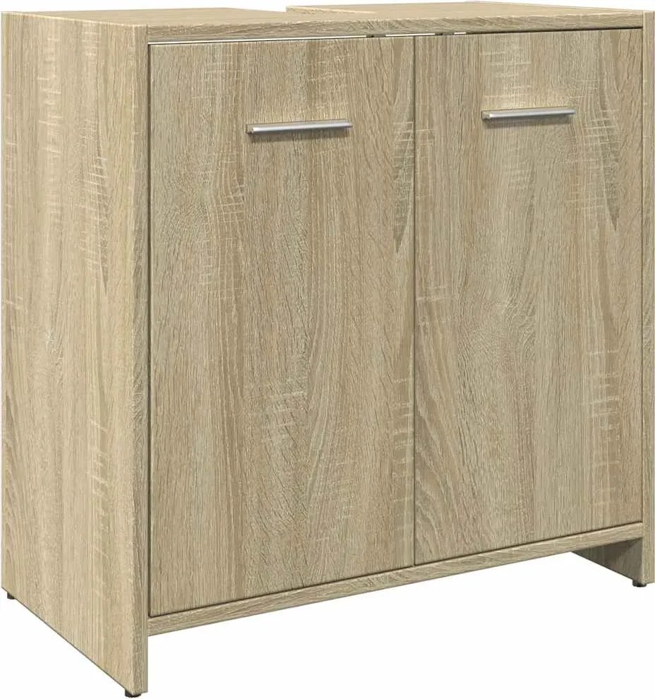 vidaXL Dulap chiuvetă baie, stejar sonoma, 60x33x60 cm, lemn prelucrat