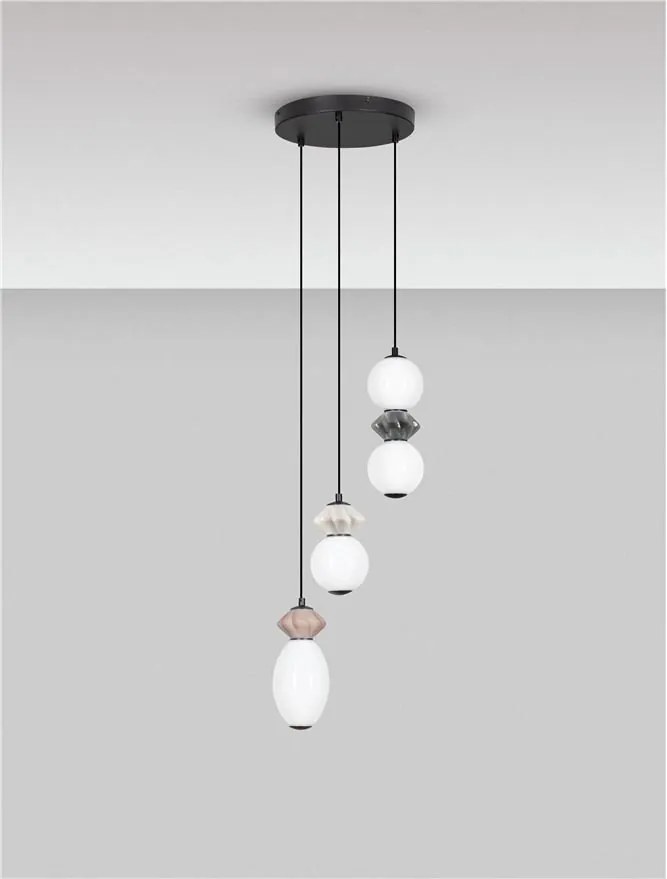Lustra LED suspendata decorativa ceramica mocha, gri, alb, PALLINA 3L