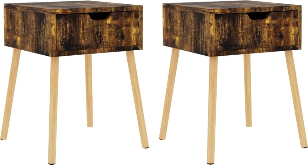 vidaXL Noptiere, 2 buc., stejar afumat, 40x40x56 cm, lemn prelucrat
