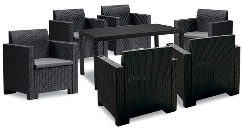 Set mobilier de grădină Nero IV cu 6 locuri, grafit