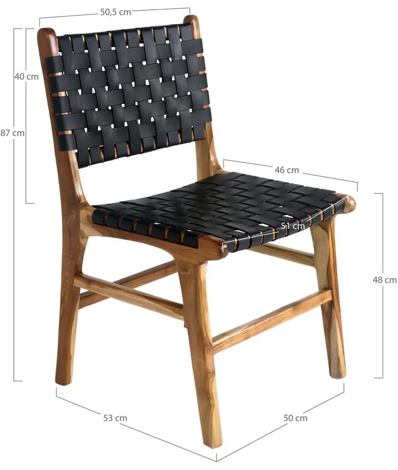 Scaune de dining negre/maro 2 buc. lemn masiv de tec Perugia – House Nordic