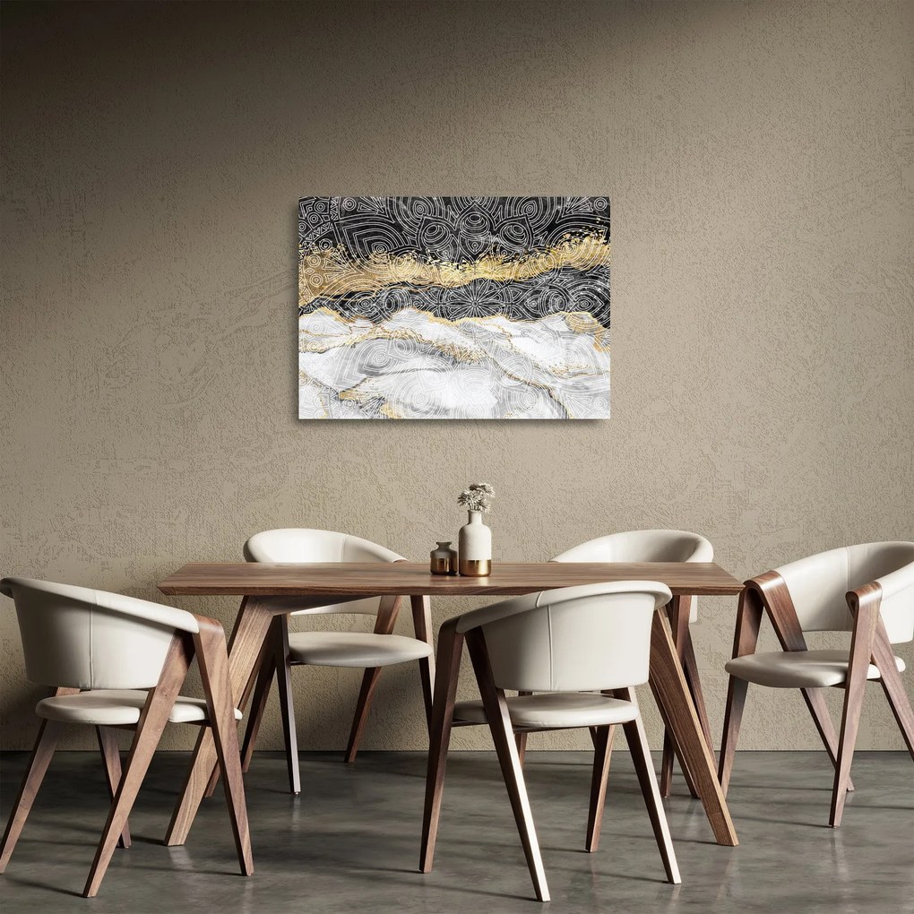 Tablou pe sticlă - Mandala în marmură (70x50 cm)
