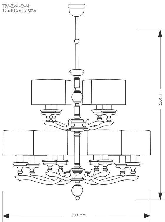 Candelabru 12 brate design modern realizat manual Tivoli