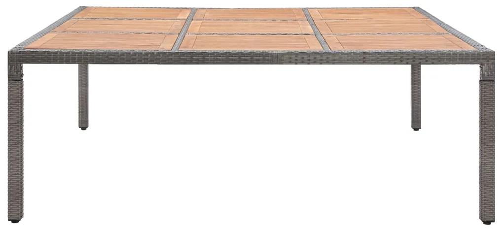 46137 vidaXL Masă de grădină, gri, 200x200x74 cm, poliratan și lemn acacia
