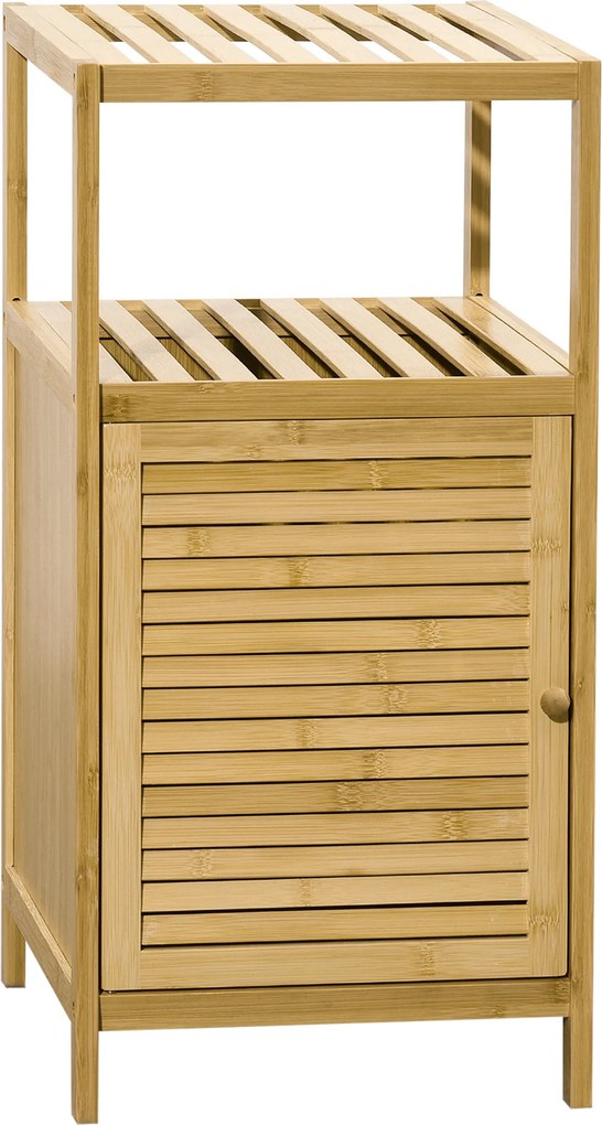 Kleankin Mobilier de Baie din Bambus cu Dulăpior cu Ușă și Rafturi, 33x36,5x67 cm, Lemn Natural | Aosom Romania
