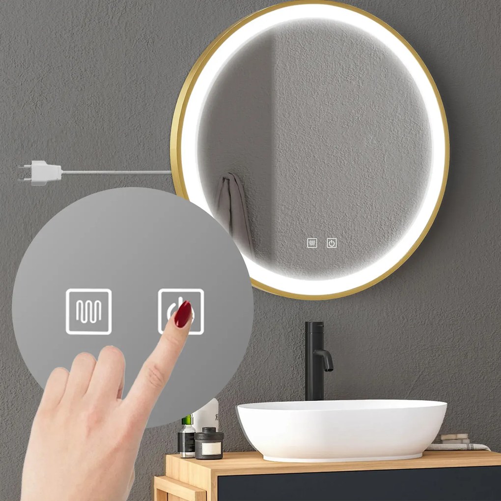 Oglinda LED MMJ Auriu 90cm, Rea