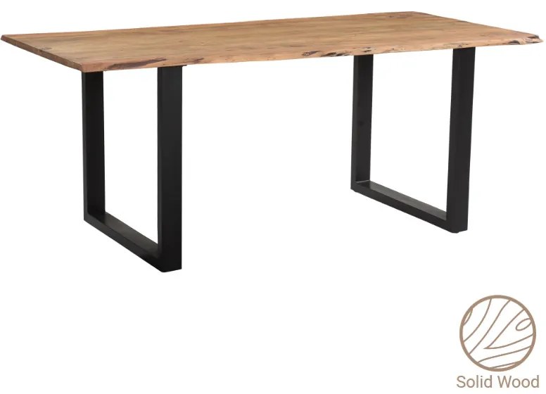 Masa Slim din lemn masiv de acacia picior de culoarea nuc negru 200x100x75.6cm