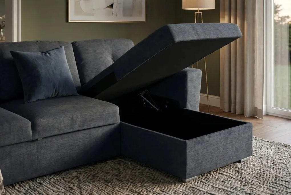 Coltar extensibil, material texturat gri, APARTMENT 245cm