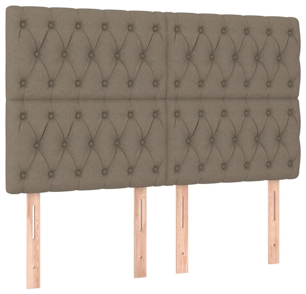 Pat box spring cu saltea, gri taupe, 160x200 cm material textil Gri taupe, 160 x 200 cm, Design cu nasturi