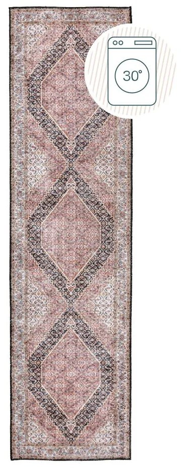 Covor tip traversă roz lavabil 60x230 cm Briony Traditional – Flair Rugs
