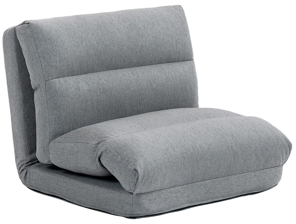 HOMCOM Fotoliu de podea canapea leneșă fotoliu convertibil în pat inclinabil 90° la 180° material textil - 70l x 72A x 56Î cm - gri | Aosom Romania