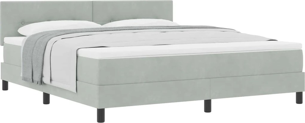 vidaXL Pat cu arcuri cu saltea Gri deschis 180 x 200 cm Catifea