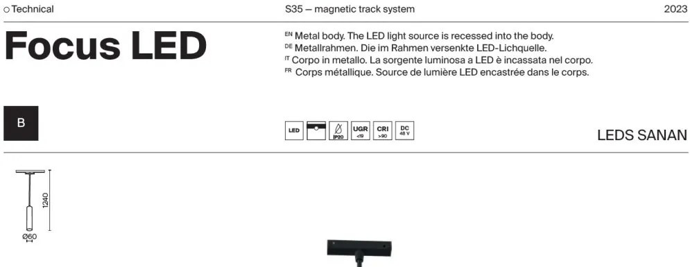 Pendul LED, accesoriu pentru sina magnetica S35, Focus LED 4000K