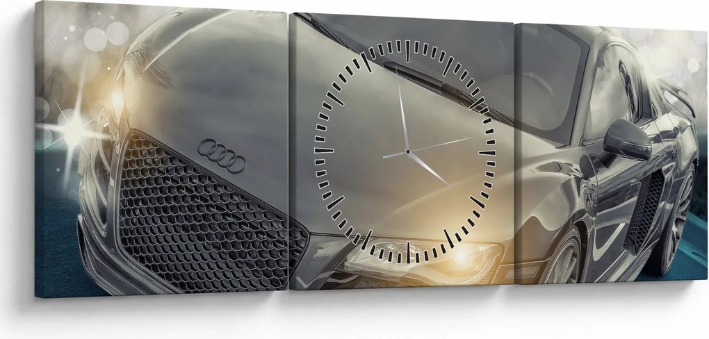 Tablou cu Audi - gri (cu ceas) (90x30 cm)