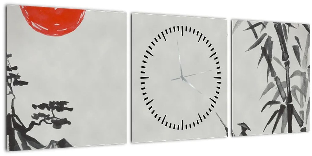 Tablou - Munții Fuji (cu ceas) (90x30 cm)