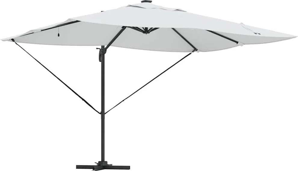 vidaXL Umbrelă de soare Manual cu blocare Nisipiu 352 x 251 x 265 cm