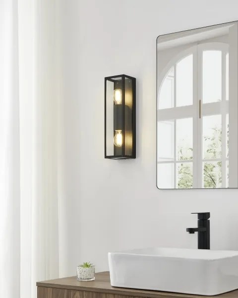 Eglo 33856 - Aplică de perete pentru exterior ALAMONTE 2xE27/60W/230V IP44 negru