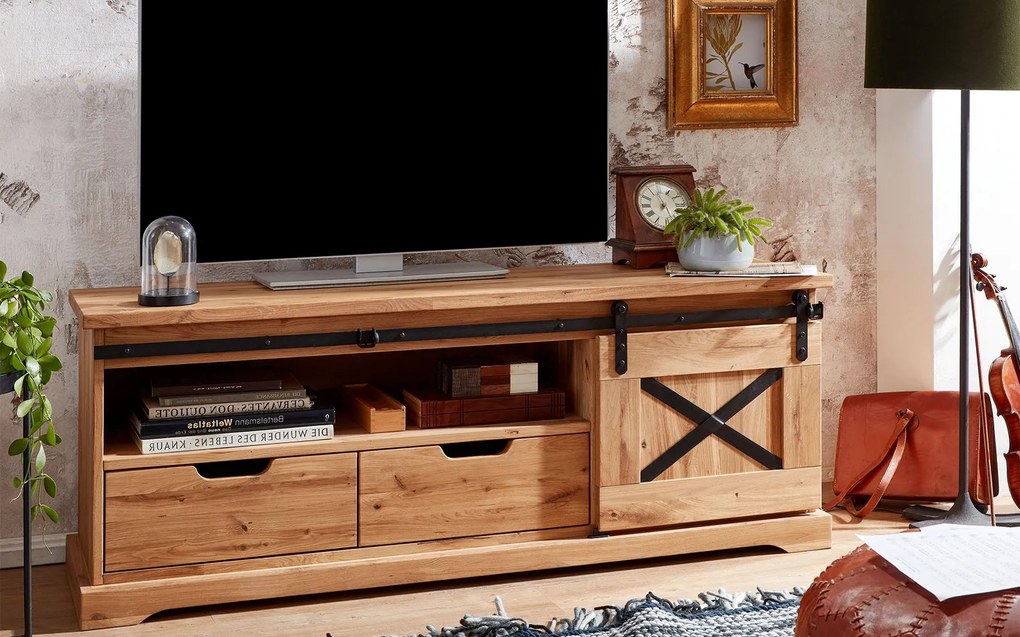Comodă TV lemn masiv Denver, 159 × 67 × 51 cm