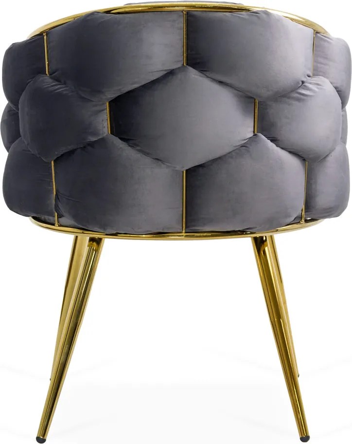 Scaun living gri din catifea cu picioare aurii metalice BUC 251