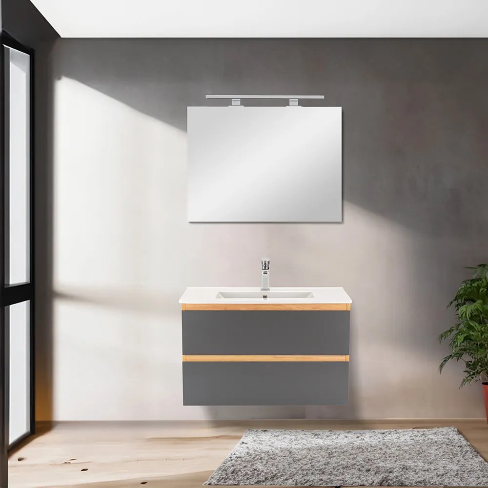 Dulap inferior Vario Forte 80 cu lavoar stejar-antracit