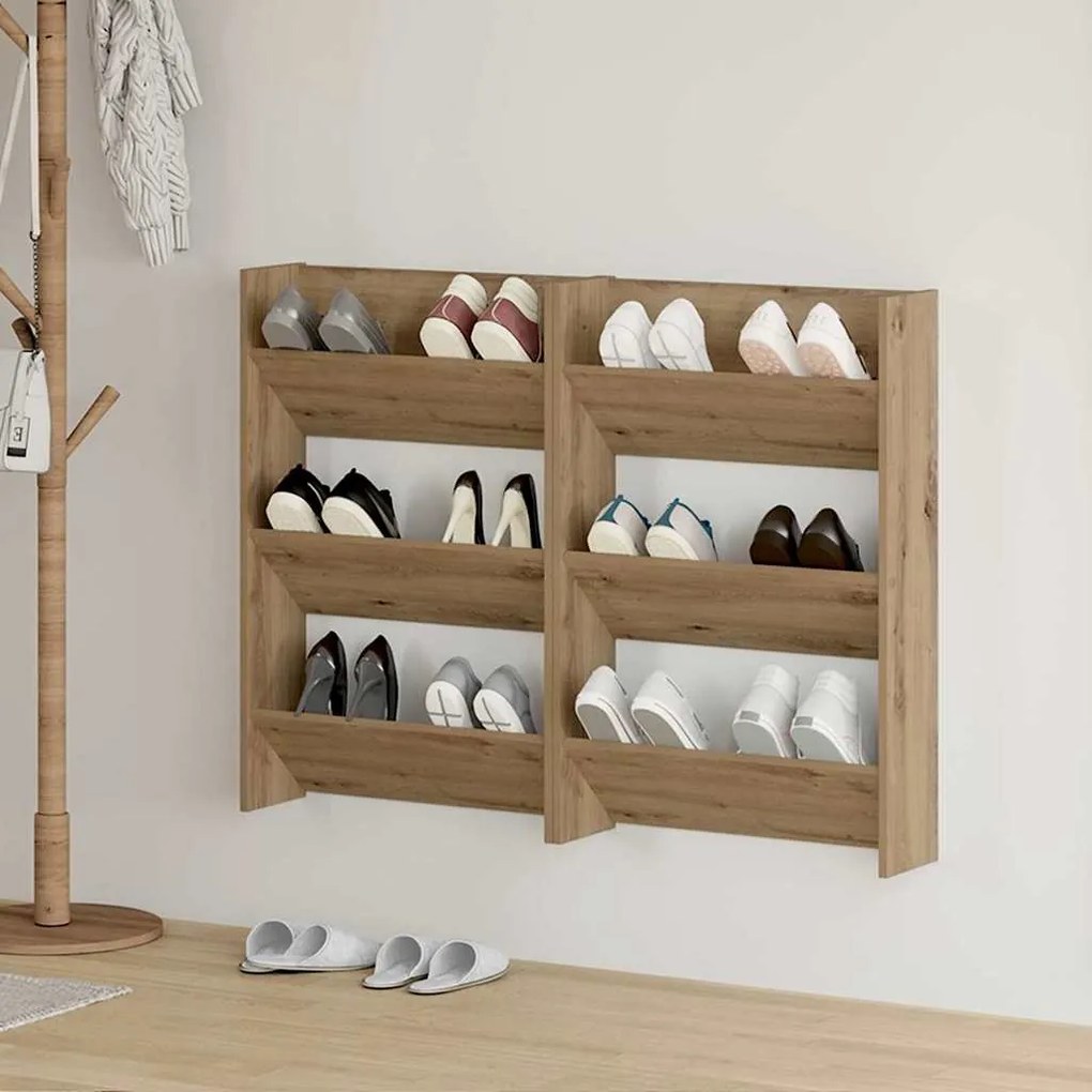 vidaXL Dulapuri pentru pantofi de perete Altele 2 pcs stejar artizanal