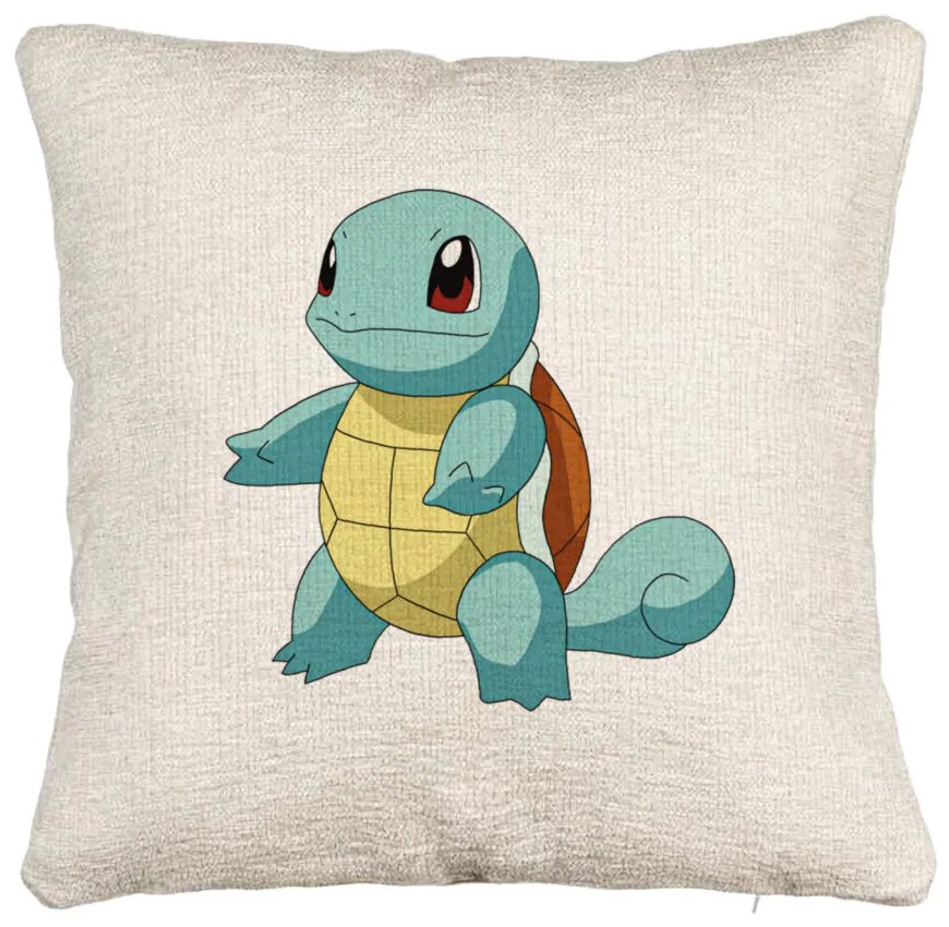 Perna Decorativa Canapea, Model copii Squirtle, 40x40 cm, Cu fermoar