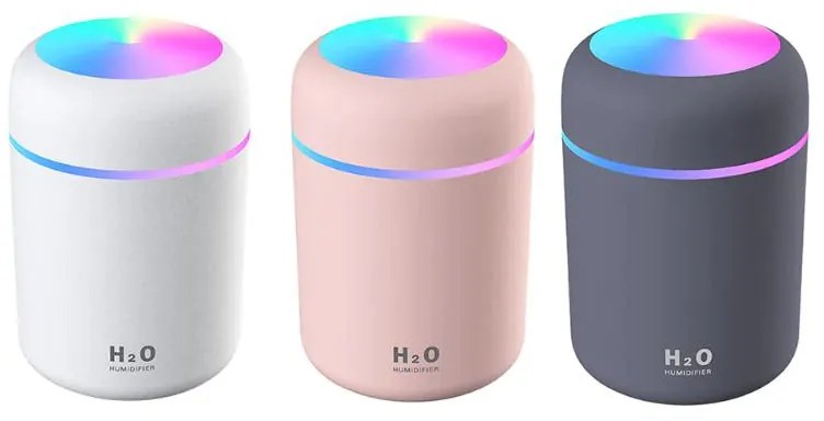 Umidificator de aer cu ultrasunete cu difuzor aromaterapie cu LED, 300 ml