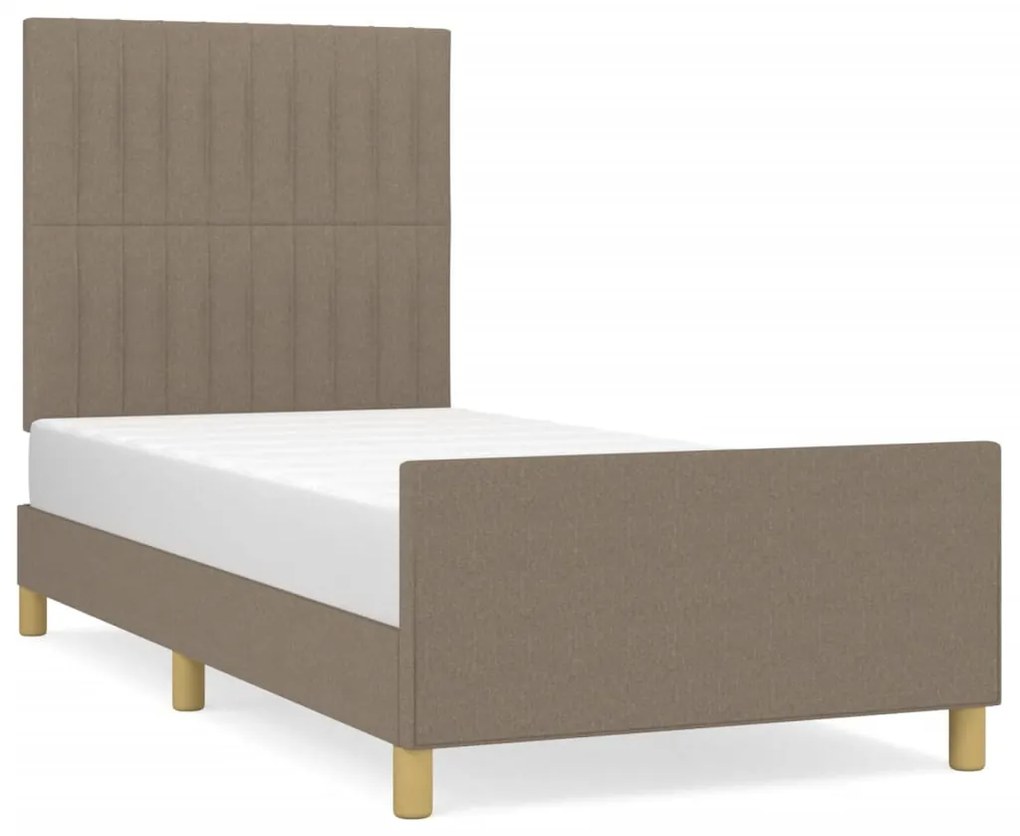 3125175 vidaXL Cadru de pat cu tăblie, gri taupe, 80x200 cm, textil