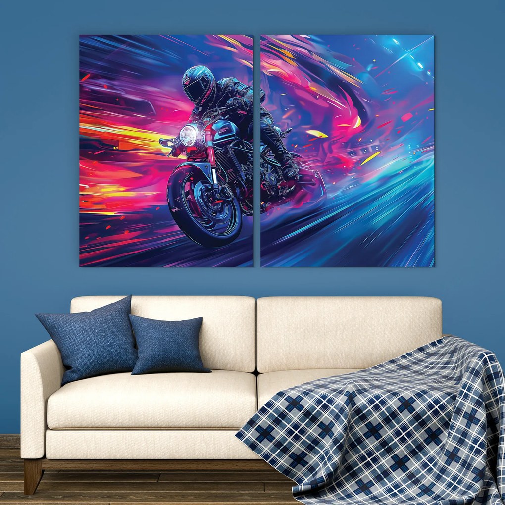 DUBLEZ | Tablou modern – Motocicletă neon