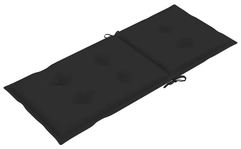 Scaun de gradina cu perna neagra, lemn masiv de tec 1, Negru