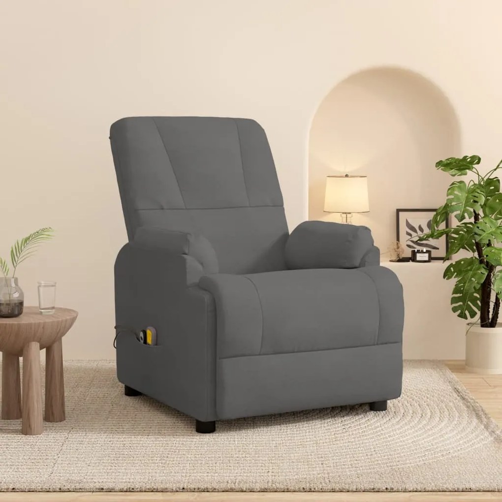 3073839 vidaXL Fotoliu de masaj electric, gri închis piele întoarsă ecologică