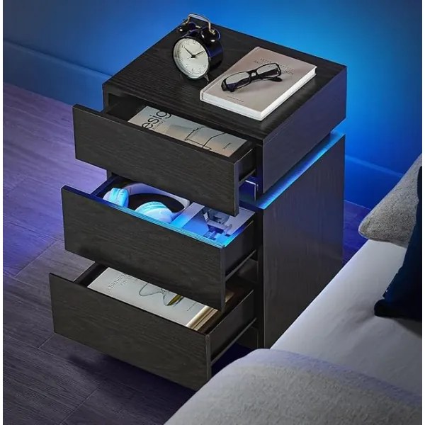 Noptieră SMARTIE cu iluminare, negru