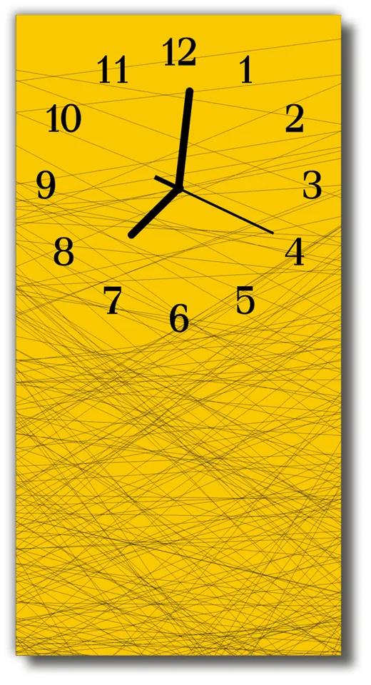 Ceas de perete din sticla vertical Art linii galbene