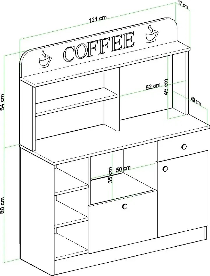 Set mobilier bucatarie Loura, alb si nuc