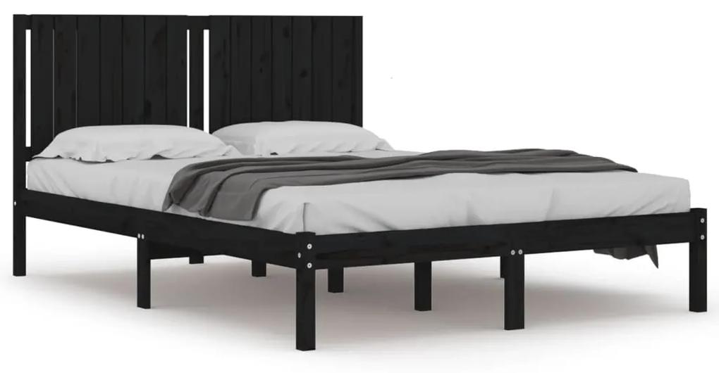 3104427 vidaXL Cadru de pat, negru, 160x200 cm, lemn masiv de pin