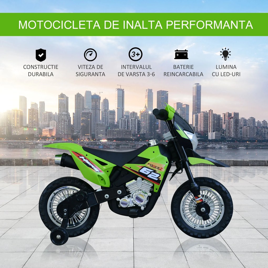 Motoreta MotoCross Electrica pentru Copii HOMCOM, 107x53x70cm | Aosom RO