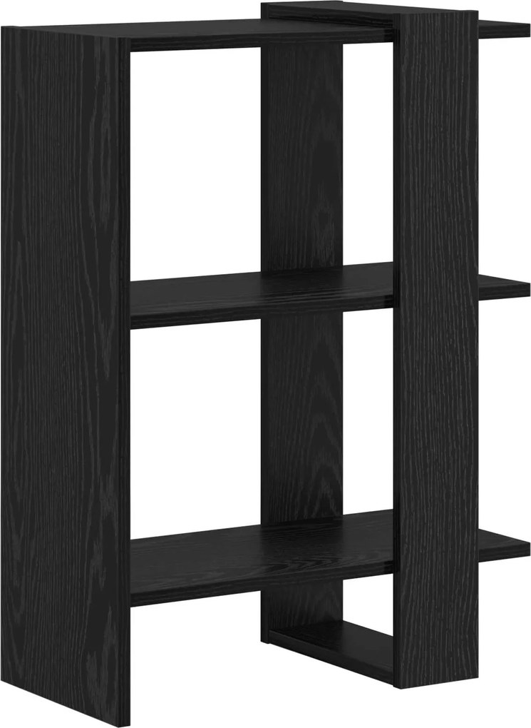 vidaXL Raft pentru cărți Stejar Negru 52 x 25 x 71,5 cm Lemn compozit