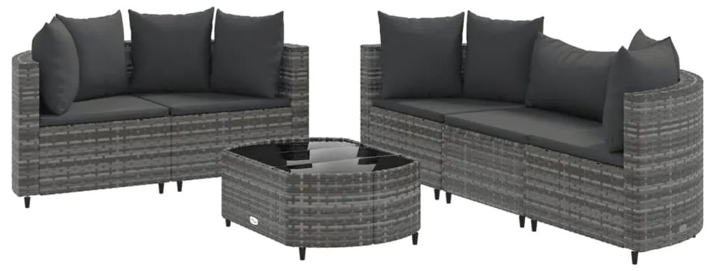 3308418 vidaXL Set mobilier grădină cu perne, 6 piese, gri, poliratan