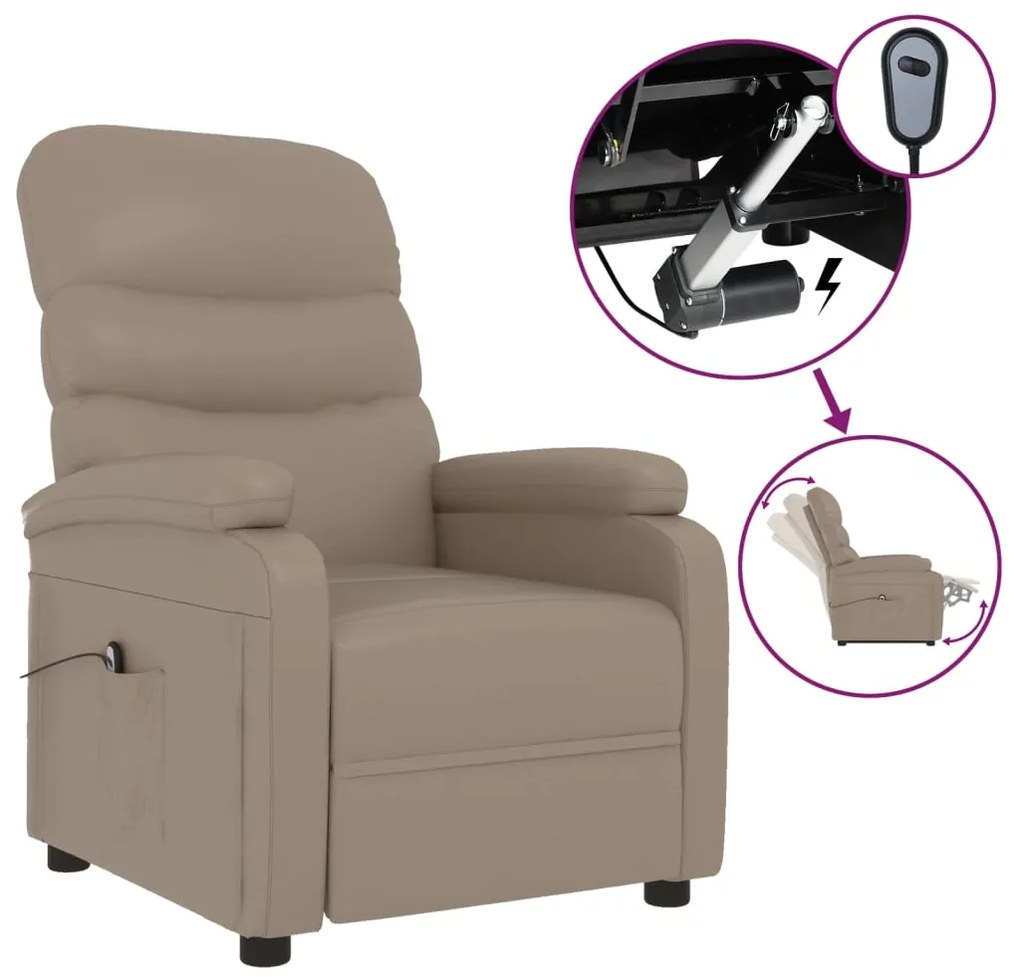3073676 vidaXL Fotoliu rabatabil electric, cappuccino, piele ecologică